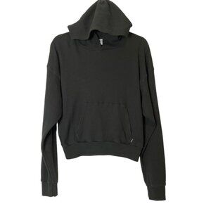 Aritzia TNA Black Hoodie Waffle Knit Pullover Sz M